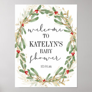 Poster Sinal de Boas-vindas do Chá de fraldas de inverno