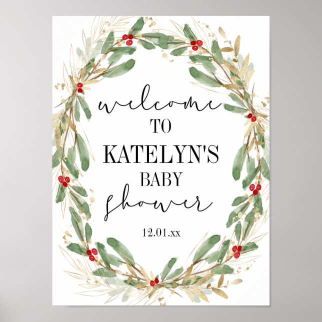 Poster Sinal de Boas-vindas do Chá de fraldas de inverno (Frente)