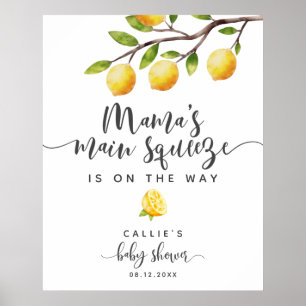 Poster Sinal de Boas-vindas do Chá de fraldas de Lemon Ru