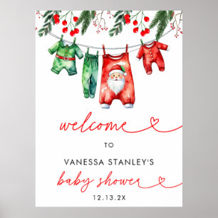 Poster Sinal de boas-vindas do Chá de fraldas de Natal de