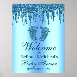 Poster Sinal de boas-vindas do Chá de fraldas de Pés Azui