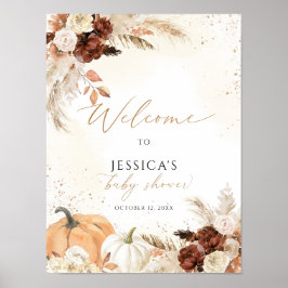 Poster Sinal de boas-vindas do chá de fraldas de queda, p