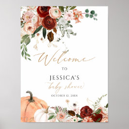 Poster Sinal de boas-vindas do chá de fraldas de queda, p