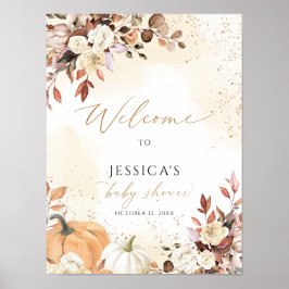 Poster Sinal de boas-vindas do chá de fraldas de queda, p