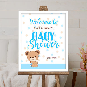 Poster Sinal de boas-vindas do Chá de fraldas de Urso Bon