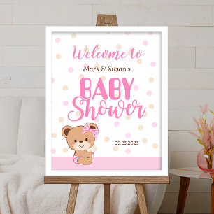 Poster Sinal de boas-vindas do Chá de fraldas de Urso Bon