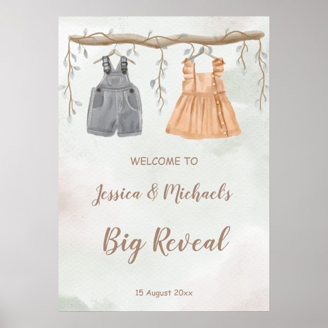 Poster Sinal de boas-vindas do chá de fraldas do partido (Frente)