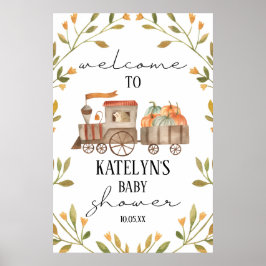 Poster Sinal de boas-vindas do Chá de fraldas do trem de