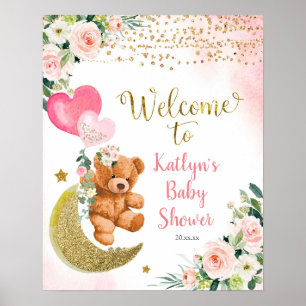 Poster Sinal de boas-vindas do Chá de fraldas do Urso de
