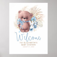 Sinal de boas-vindas do Chá de fraldas do Urso Ted