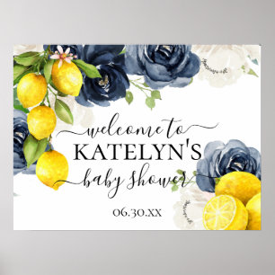 Poster Sinal de boas-vindas do Chá de fraldas Lemon para