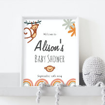 Sinal de boas-vindas do Chá de fraldas macaco