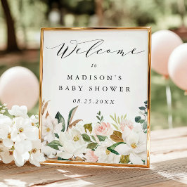 Poster Sinal de boas-vindas do Chá de fraldas Magnolia El