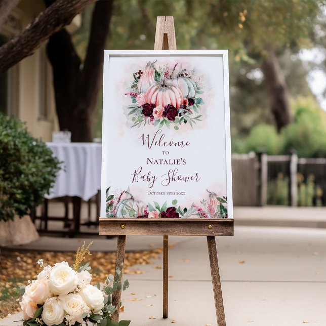 Poster Sinal de boas-vindas do Chá de fraldas Pumpkin ros (Criador carregado)