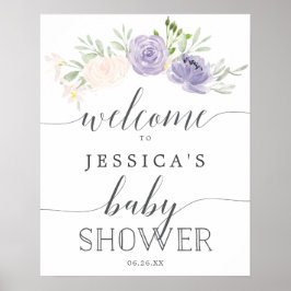 Poster Sinal de Boas-vindas do Chá de fraldas Púrpura Pas