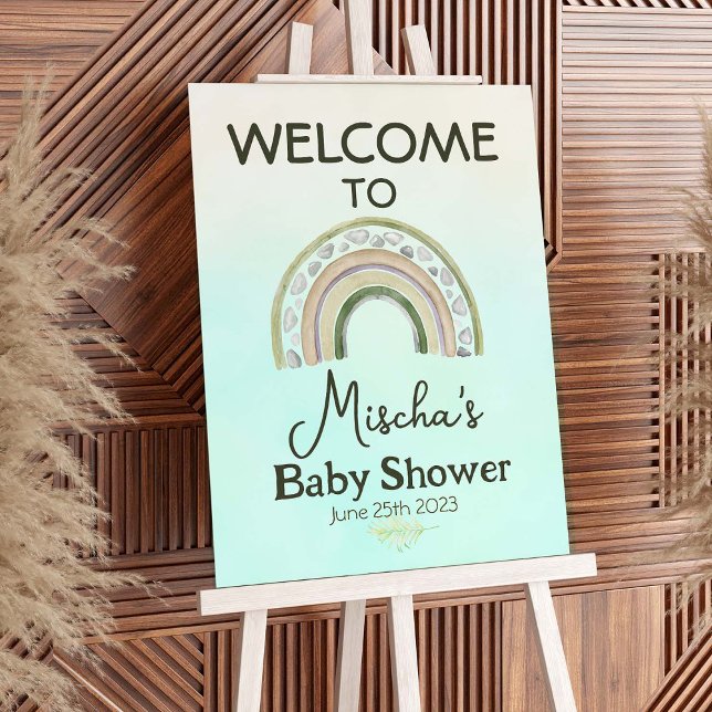 Poster Sinal de boas-vindas do Chá de fraldas Rainbow Boy (Criador carregado)