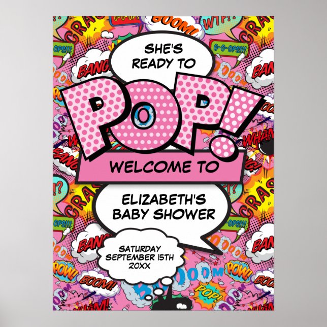 Poster Sinal de boas-vindas do Chá de fraldas Rosa Pronto (Frente)