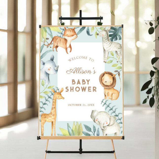 Poster Sinal de boas-vindas do chá de fraldas Safari (Criador carregado)