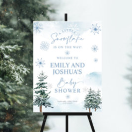 Poster sinal de boas-vindas do chá de fraldas Snowflake