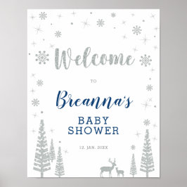 Poster Sinal de boas-vindas do Chá de fraldas Winter Boy