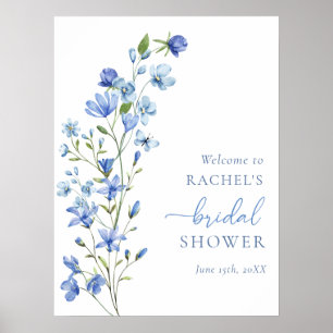 Poster Sinal de boas-vindas do Chá de panela Azul Dusty