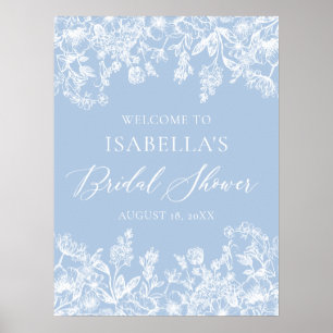 Poster Sinal de boas-vindas do Chá de panela azul Elegant