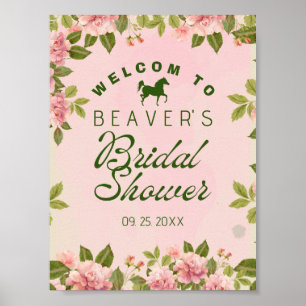 Poster Sinal de boas-vindas do Chá de panela Chic Floral