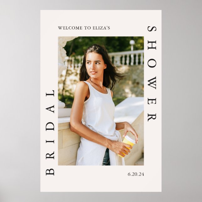 Poster Sinal de boas-vindas do chá de panela com foto e d (Frente)