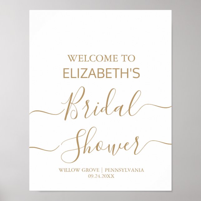 Poster Sinal de boas-vindas do Chá de panela de caligrafi (Frente)