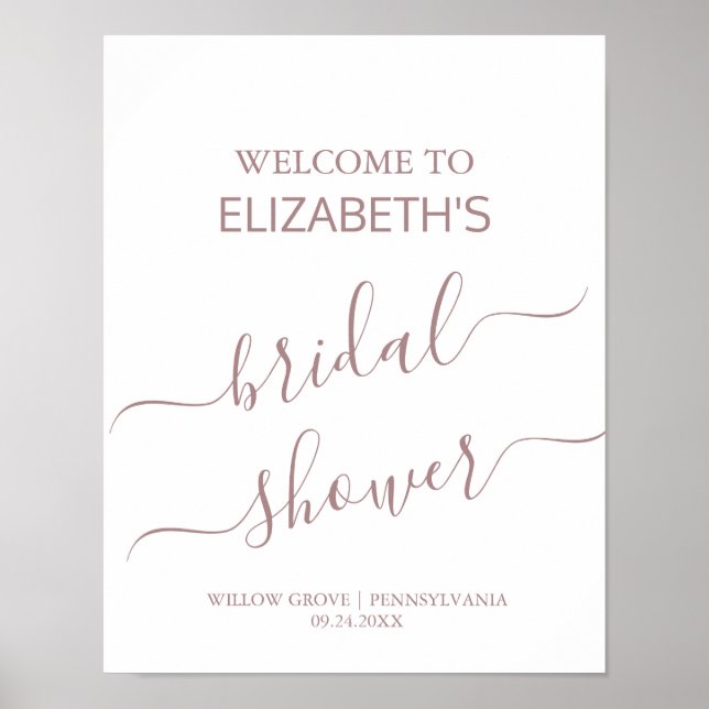 Poster Sinal de boas-vindas do Chá de panela Dourado rosa (Frente)