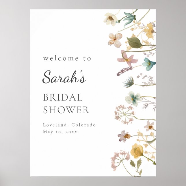 Poster Sinal de boas-vindas do Chá de panela Floral (Frente)