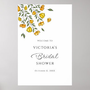 Poster Sinal de boas-vindas do Chá de panela Floral Amare