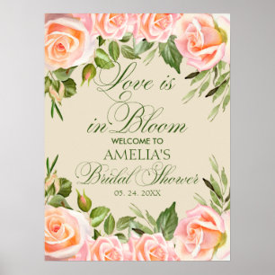 Poster Sinal de boas-vindas do Chá de panela Floral Elega