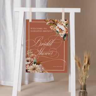Poster Sinal de boas-vindas do Chá de panela Floral Moder