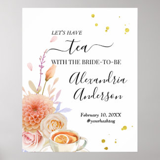 Poster Sinal de boas-vindas do Chá de panela Floral Tea