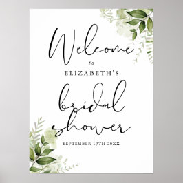 Poster Sinal de boas-vindas do Chá de panela Greenery