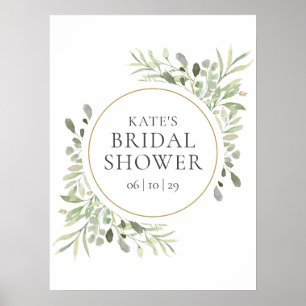 Poster Sinal de boas-vindas do Chá de panela Greenery