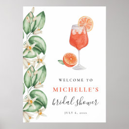 Poster Sinal de boas-vindas do Chá de panela Laranja Aper