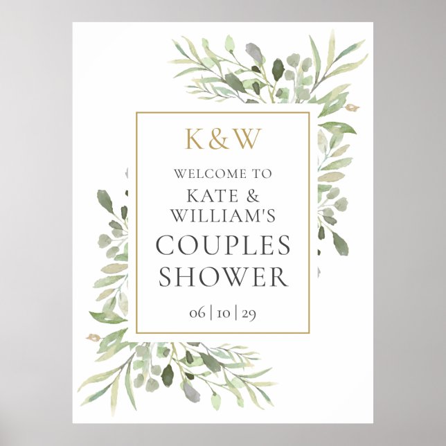 Poster Sinal de boas-vindas do Chá de panela Monograma Gr (Frente)