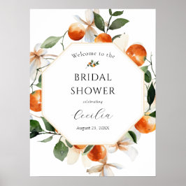 Poster Sinal de boas-vindas do Chá de panela Orange Bloss