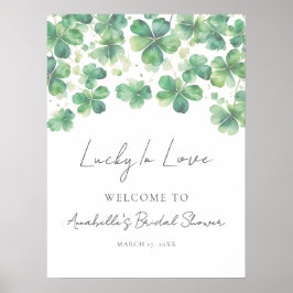 Poster Sinal de boas-vindas do Chá de panela Shamrock Clo