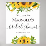 Poster Sinal de boas-vindas do Chá de panela Sunflower Gr<br><div class="desc">Esta elegante placa de casamento faz parte de uma suíte de casamento coordenada que está disponível em nossa loja.</div>