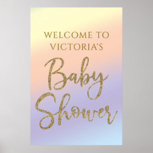 Poster Sinal de boas-vindas do Chá Rainbow Baby Boy Girl