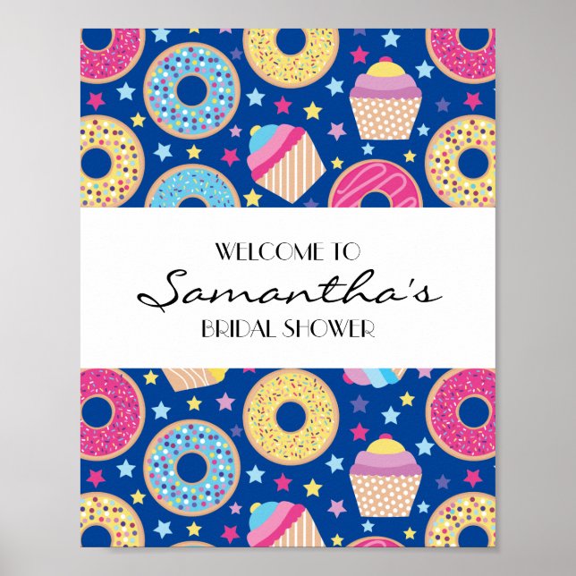 Poster Sinal de boas-vindas do Cupcakes e Rosquinha (Frente)