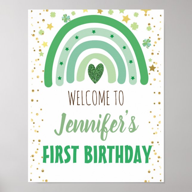 Poster Sinal de Boas-vindas do Dia de São Patrício Rainbo (Frente)