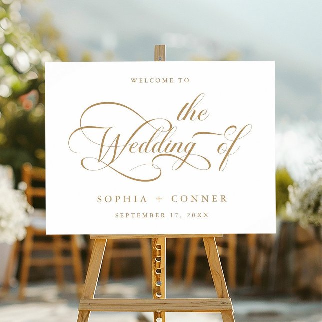 Poster Sinal de Boas-vindas do Dourado Elegante Script We (Criador carregado)