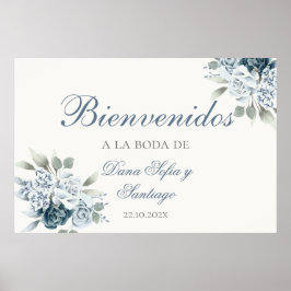 Poster Sinal de boas-vindas do Dusty Blue Wedding Espanho