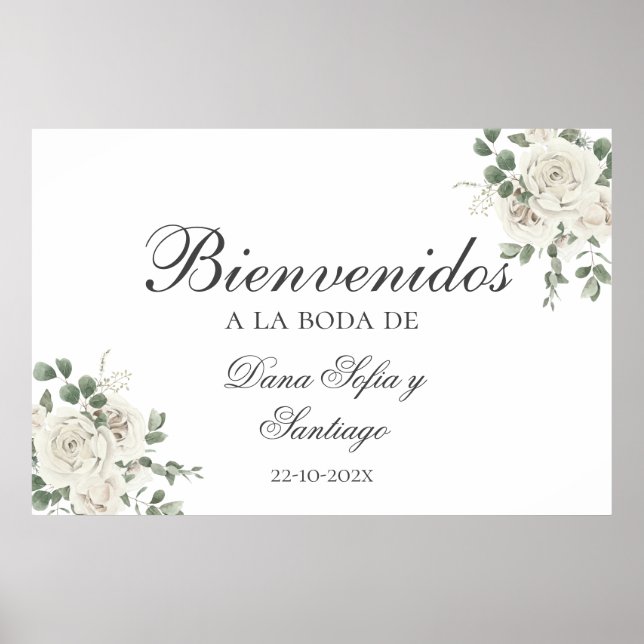 Poster Sinal de boas-vindas do Elegant Wedding Espanhol (Frente)