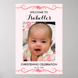 Poster Sinal de boas-vindas do Elegante CHRISTENING DAY P