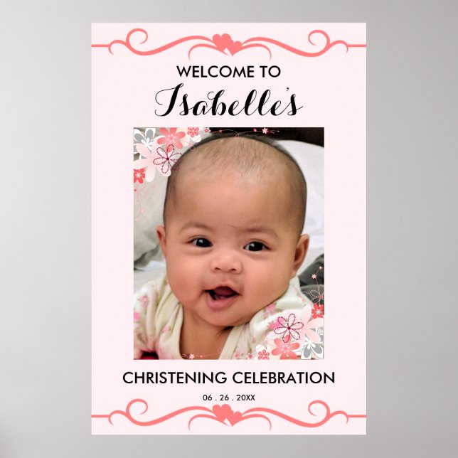 Poster Sinal de boas-vindas do Elegante CHRISTENING DAY P (Frente)
